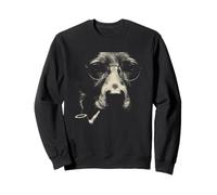 Chien intellectuel avec Lunettes Pipe à Fumer Art Vintage Sweatshirt