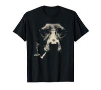 Chien intellectuel avec Lunettes Pipe à Fumer Art Vintage T-Shirt