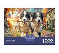 Chien Intelligent Puzzle Décoration Intérieure 1000 Piece Collie frontière Jigsaw Puzzle Jeu Difficile pour Les Divertissement Créatif pour Adultes 52x38cm/1000pcs