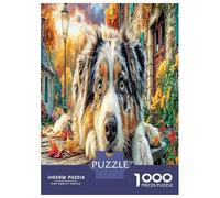 Chien Intelligent Puzzles Décoration Intérieure 1000 Pièces Collie frontière Jigsaw Puzzle Jeu De Décompression Divertissement Créatif Aux Adultes Et Enfants 52x38cm/1000pcs
