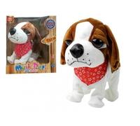 Chien interactif en laisse aboie et remue le capteur de queue