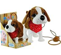 Chien interactif en laisse avec foulard bougeant la queue et chantant