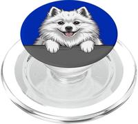 Chien Japonais Spitz drôle regardant Blanc Moelleux PopSockets PopGrip pour MagSafe