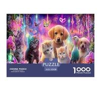 Chien Jigsaw Puzzle 1000 Pièces Adapter Les Adultes Ou Les Familles Ensemble Petit Animal Mignon Puzzles Difficiles Cadeaux pour Adultes 100% Carton Recyclé Puzzle Décoratif 52x38cm/1000pcs