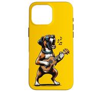 Chien Jouant de la Guitare Chantant Boxer Chien drôle Coque pour iPhone 16 Pro Max