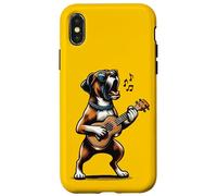 Chien Jouant de la Guitare Chantant Boxer Chien drôle Coque pour iPhone X/XS