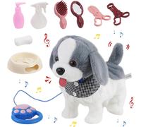 Chien Jouet Enfant Parle Et Bouge Furreal Interactif Qui Marche Et Aboie Realiste Secoue La Queue Electronique Chien Avec Laisse Robot Puppy Gris