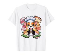 Chien Kawaii Mignon avec des sushis T-Shirt Graphique avec Valeur
