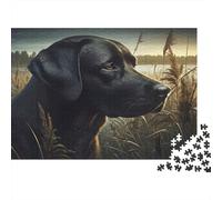 Chien Laboratoire Noir Coffret Puzzle 1000 Pièces Papier Écologique pour Seniors, Puzzle Entraînement Cérébral, Puzzle De Voyage, Cadeau De Noël Idéal pour Grand-Parents 38x26cm/1000pcs