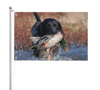 Chien labrador de chasse au canard, chiot noir cool, animal,Drapeau de jardin, bannière décorative, drapeau double face, 2 x 3 pieds, pour extérieur et intérieur