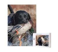 Chien Labrador de Chasse au Canard, Chiot Noir Cool, Animal,Puzzle Familial en Bois de 300 pièces pour Adultes et Adolescents