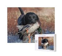 Chien Labrador de Chasse au Canard, Chiot Noir Cool, Animal,Puzzle Familial en Bois de 500 pièces pour Adultes et Adolescents, décoration d'intérieur