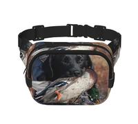 Chien Labrador de Chasse au Canard, Chiot Noir Cool, Animal,Sac Banane carré Double Couche, Sac de Poitrine