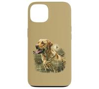 Chien Labrador jaune Nature Lac Canards Chasse Camouflage Scène Coque pour iPhone 13
