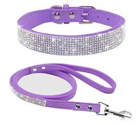 Chien Laisses de Collier de Strass, Cristal de Diamant Collieres pour Chat | Matériel: PU, en Cuir synthétique Doux, avec Paillette Strass Luxe Diamant Cristal Princesse Fantaisie