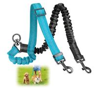 Chien Laisses pour 2 Chiens 360 ° Réglable Rotative Double Laisse sans Enchevêtrement, Réfléchissante Séparateur de Fils pour Deux Petits, Moyens et Grands Chiens en Entraînement (Bleu+Noir)