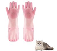 Chien Lavage Gants 1 Paire Toilettage du Chien Gant Toilettage Chien éTendus Silicone Gants de Nettoyage Cleaning Glovesgants de Bain＆Massage Multifonctionnels pour Chiens Chats＆Lapins Violet/Rose