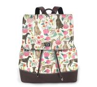 Chien lévrier imprimé,Sac à dos imperméable pour femme, sac à dos de voyage léger en cuir PU tendance
