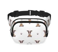 Chien lévrier,Sac Banane carré Double Couche, Sac de Poitrine