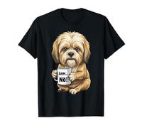 Chien Lhassa Apso avec Tasse de café Dit Non, Nö T-Shirt