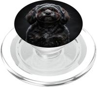Chien Lion Tibétain Noir Mignon Lhassa Apso PopSockets PopGrip pour MagSafe