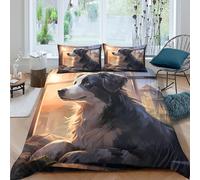 Chien looking out window Linge de Lit Microfibre résistante 3 Pièces 3D Effet Douce Artistique digital Parure de Lit avec Fermeture Éclair Confortable for Chambre de garçons Double（200x200cm）