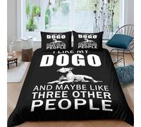 Chien lover humor Parure de Lit 3 Pièces 3D Imprimée Microfibre Hypoallergique Noir blanc graphic Ensemble De Literie avec 2 x Taies d'oreiller Respirante for Adolescent Super king（260x220cm）