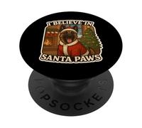 Chien Malinois Belge I Believe in Santa Paws Merry Christmas PopSockets PopGrip Adhésif