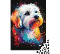 Chien Maltais Casse-tête Peinture Éclaboussée 1000 Pièces Papier Recyclé pour Adultes - Jeu Éducatif en Famille, Excellente Idée Cadeau 38x26cm/1000pcs