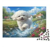 Chien Maltais Puzzle 1000 Pièces Educa Jouet en Bois Cadeau Unique De l'art De La Décoration Jardin Stream Jeu Éducatif Challenge Toy Adultes Et Enfants À Partir De 14 Ans 1000pcs (75x50cm)