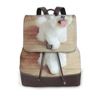 Chien maltais,Sac à dos imperméable pour femme, sac à dos de voyage léger en cuir PU tendance