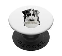 Chien Mangeant des Nouilles Ramen drôles avec Motif Gourmand canin PopSockets PopGrip Adhésif
