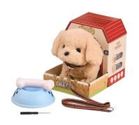 Chien marchant - Peluche réaliste qui aboie - Jouet réaliste pour chien - Fonctionne avec des piles - Avec corde - Gamelle pour chien pour marcher, aboyer et balayer la queue pour une expérience