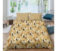 Chien meme Housse de Couette Microfibre 3 Pièces 3D Imprimée Hypoallergique Cartoon style de humor Linge de Lit avec Fermeture Éclair Ultra Douce for Enfants Garçons Filles Super king（260x220cm）