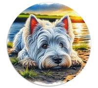 Chien Mignon 1000 Pièce Jigsaw Puzzles Jeux ÉduChatifs Soulageur De Stress Puzzle Rond Jeu De Défi Unique pour Cadeaux De Voyage, Présent 1000pcs (67.5x67.5cm)