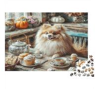 Chien Mignon 1000pcs pour Adultes et Femmes Chien Duveteux à l'heure du thé, Jeu Familial Amusant et Stimulant, 38x26 cm/1000pcs