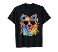 Chien mignon arc-en-ciel portant des lunettes chiot amour chien T-Shirt