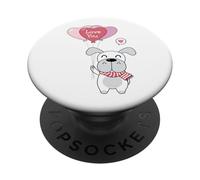 Chien Mignon avec Un Ballon en Forme de cœur Qui t'aime PopSockets PopGrip Adhésif