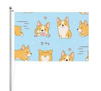 Chien mignon Corgi Kawaii,Drapeau de jardin, bannière décorative, drapeau double face, 2 x 3 pieds, pour extérieur et intérieur