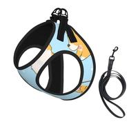 Chien Mignon Corgi Kawaii,Harnais pour Animaux de Compagnie, Harnais réfléchissant réglable pour Chien,M