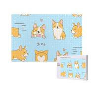 Chien Mignon Corgi Kawaii,Puzzle Familial en Bois de 1 000 pièces pour Adultes et Adolescents, décoration d'intérieur