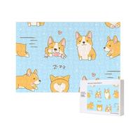 Chien Mignon Corgi Kawaii,Puzzle Familial en Bois de 300 pièces pour Adultes et Adolescents, décoration d'intérieur