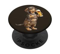 Chien Mignon drôle Teckel boit de la bière Allemagne PopSockets PopGrip Adhésif