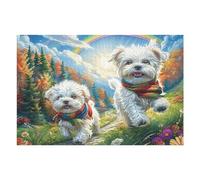 Chien Mignon enneigé 1000 Pieces Casse-tête Adulte en Carton Haute Qualité Très Difficile Haute Difficulté Anti-Stress Décoration Murale Cadeau Fête des Pères 1000 PCS/75x50cm