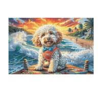 Chien Mignon enneigé 1000 Pieces Casse-tête Amateur d'art en Carton Haute Qualité Difficile Niveau Expert Décoration Murale Cadeau Fête des Mères Haute Qualité 1000 PCS/75x50cm