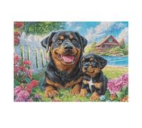 Chien Mignon Jardin 300 Pièces Puzzle pour Ado en Carton Haute Qualité Épais Animal Animal de Compagnie Faune Sauvage Facile Débutant Jeu De Société Cadeau Fête des Pères Petit Prix Qualité Premium 3
