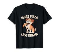 Chien Mignon Plus de Pizza Moins Drame Pizza drôle T-Shirt