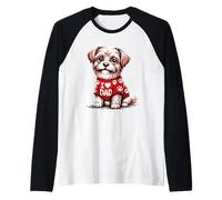 Chien Mignon Portant Un Pull I Love Dad pour la fête des pères Manche Raglan