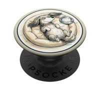 Chien Mignon Qui dort avec lit pour Chien + Nourriture Pendant Le Sommeil PopSockets PopGrip Adhésif