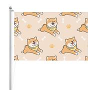 Chien mignon Shiba Inu,Drapeau de jardin, bannière décorative, drapeau double face, 2 x 3 pieds, pour extérieur et intérieur